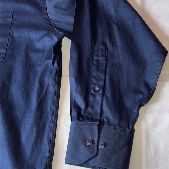 Kenneth Cole reaction navy blue casual button down men’s size large 16 1/2 - Picture 7 of 16